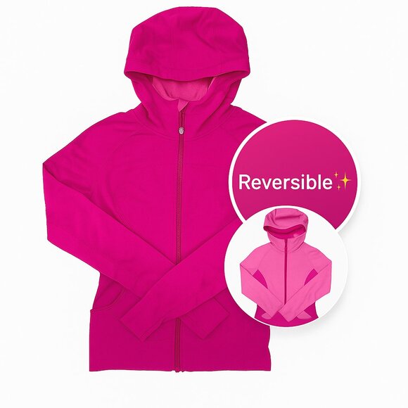 Lululemon Reversible Define Jacket Pink Hot Pink Size 8 Hooded Full Zip - Picture 1 of 11